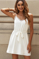 Cutie-Pie Tie Belt Spaghetti Strap Mini Dress - MXSTUDIO.COM