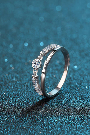 Cutout Band Zircon Accents Round Cut Moissanite Ring - MXSTUDIO.COM