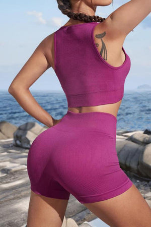 Cutout Detail Deep Rose 2 Piece Activewear - MXSTUDIO.COM