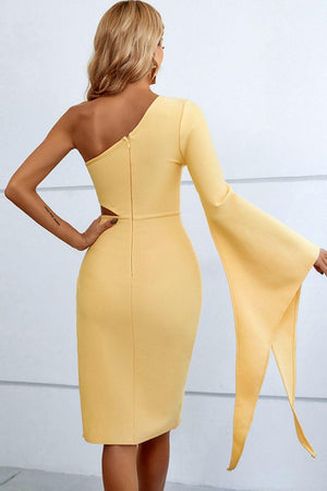 Cutout Detail One Shoulder Cocktail Dress - MXSTUDIO.COM