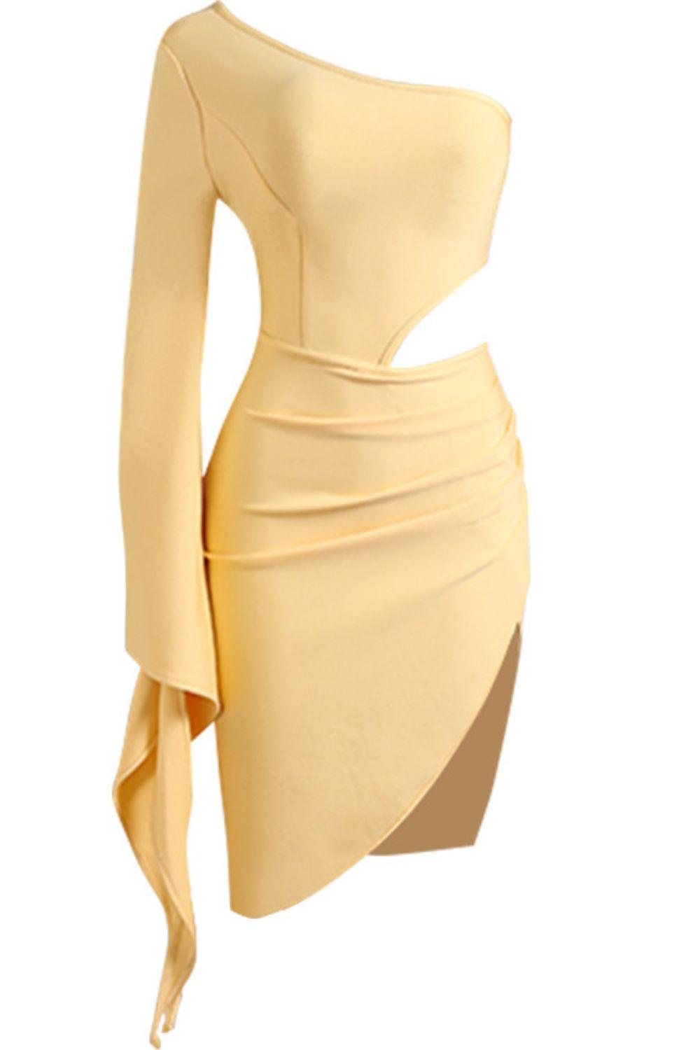 Cutout Detail One Shoulder Cocktail Dress - MXSTUDIO.COM