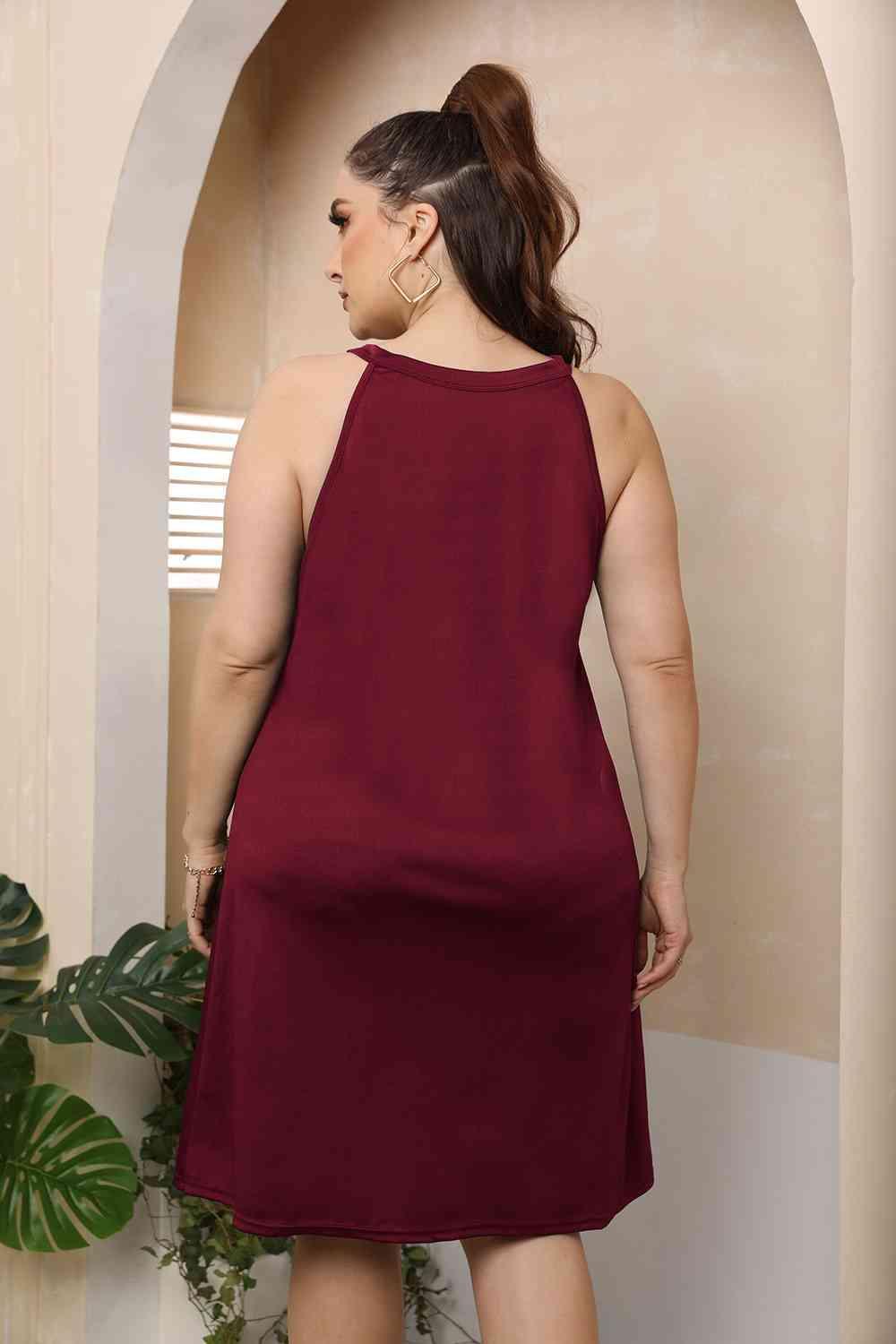 Cutout Neck Plus Size Sleeveless Dress - MXSTUDIO.COM