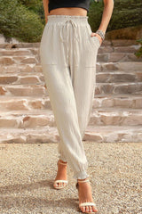 Daily Chic Textured High Waist Tapered Leg Pants - MXSTUDIO.COM