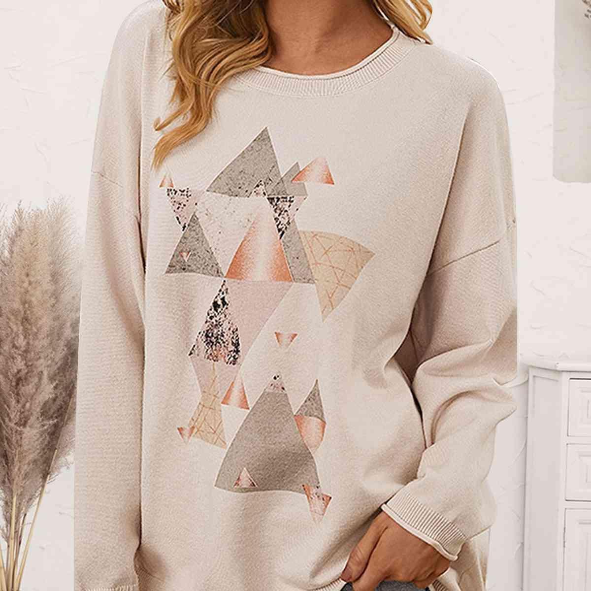 Daily Comfort Crew Neck Abstract Sweatshirt-MXSTUDIO.COM