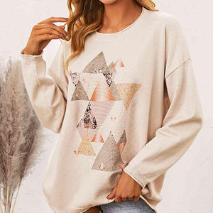 Daily Comfort Crew Neck Abstract Sweatshirt-MXSTUDIO.COM