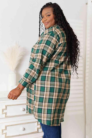 Daily Wear To Vacation Longline Women's Plus Size Plaid Shirt - MXSTUDIO.COM