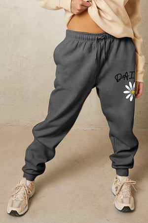 Daisy Graphic Drawstring Tapered Leg Sweatpants - MXSTUDIO.COM