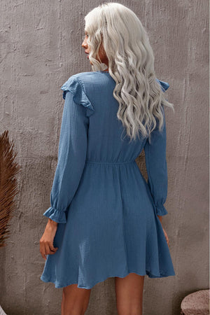 Dandy Ruffled Flounce Sleeve Dress - MXSTUDIO.COM