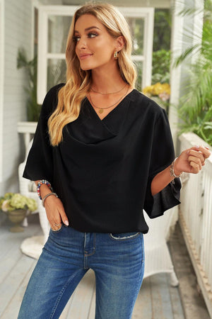 Dare To Be Different Dolman Sleeve Cowl Neck Blouse - MXSTUDIO.COM