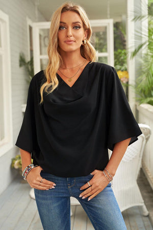 Dare To Be Different Dolman Sleeve Cowl Neck Blouse - MXSTUDIO.COM