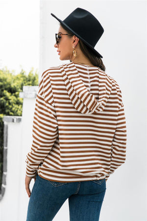 Dare To Be Different Half-Button Striped Hoodie - MXSTUDIO.COM