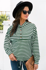 Dare To Be Different Half-Button Striped Hoodie - MXSTUDIO.COM