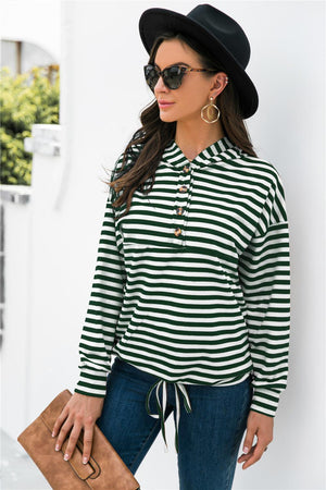 Dare To Be Different Half-Button Striped Hoodie - MXSTUDIO.COM