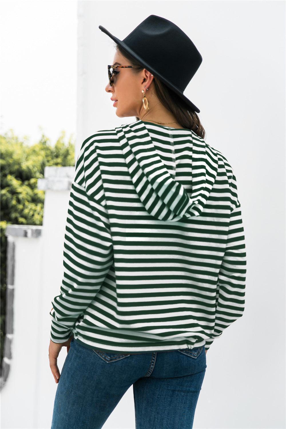 Dare To Be Different Half-Button Striped Hoodie - MXSTUDIO.COM