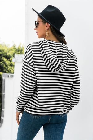 Dare To Be Different Half-Button Striped Hoodie - MXSTUDIO.COM