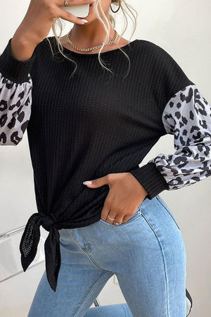 Daring Black Leopard Drop Shoulder Blouse - MXSTUDIO.COM