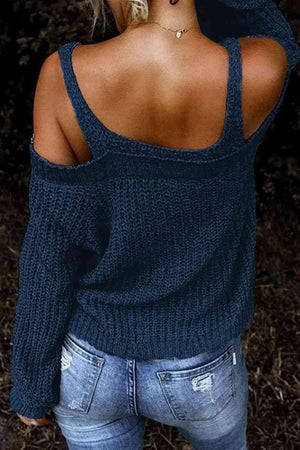 Daring Cold Shoulder Sweater - MXSTUDIO.COM