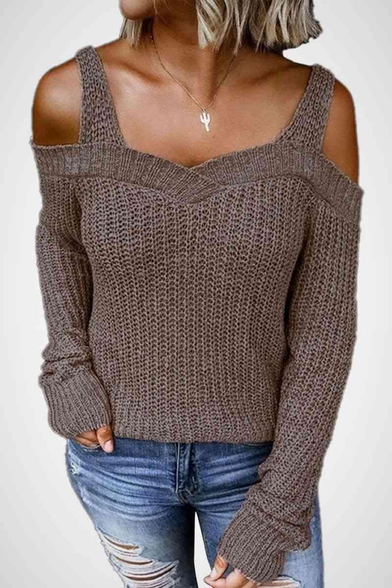 Daring Cold Shoulder Sweater - MXSTUDIO.COM