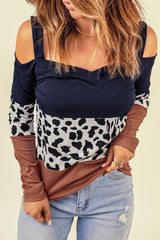 Daring Leopard Cold-Shoulder Top - MXSTUDIO.COM