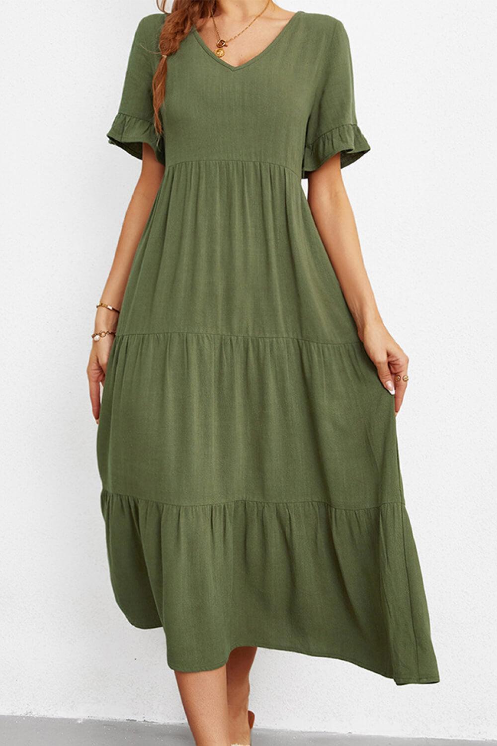 Darling Tiered Short Sleeve Dress - MXSTUDIO.COM