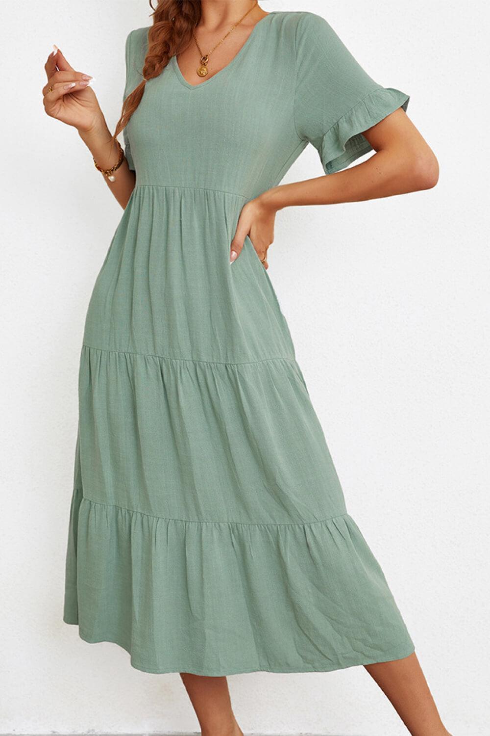 Darling Tiered Short Sleeve Dress - MXSTUDIO.COM