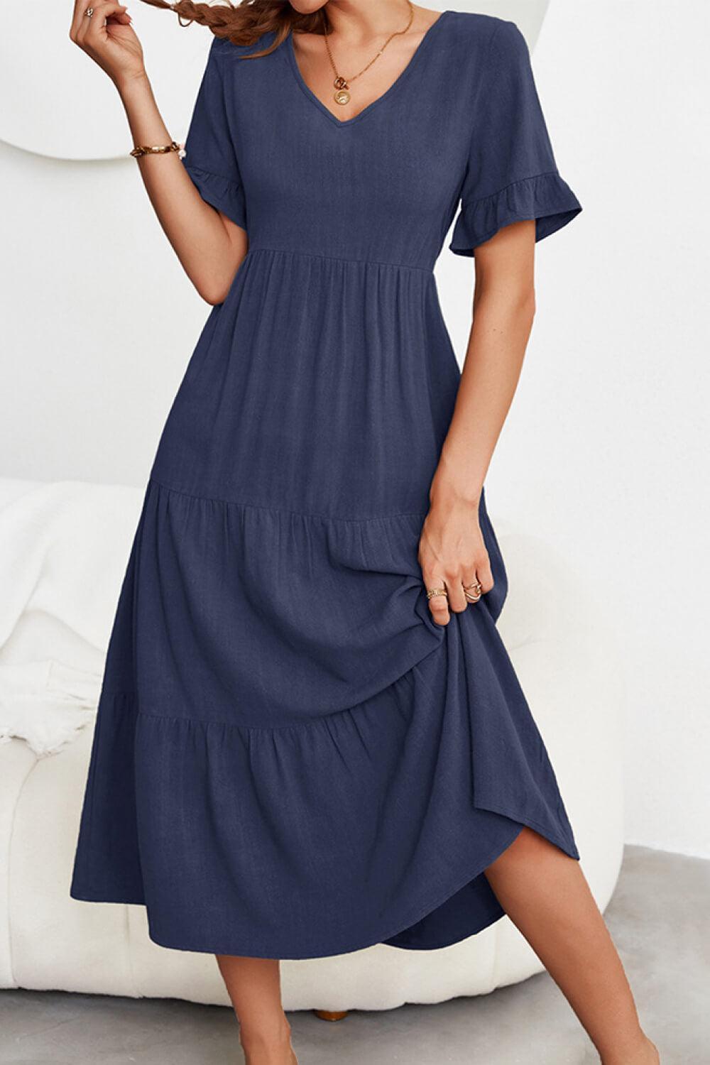 Darling Tiered Short Sleeve Dress - MXSTUDIO.COM