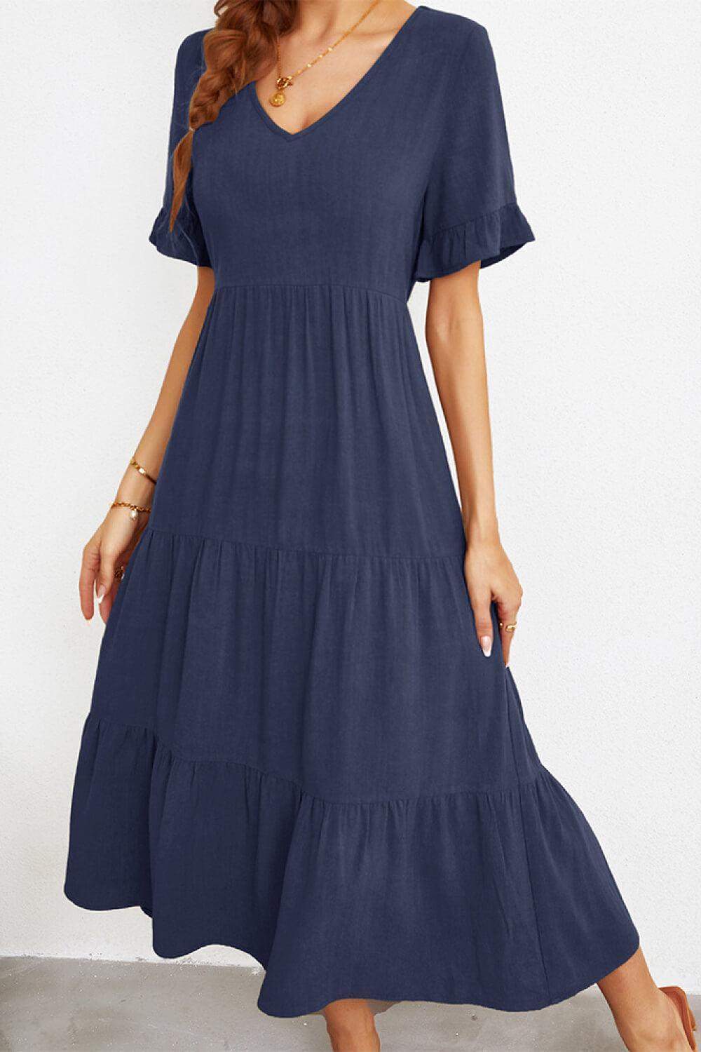 Darling Tiered Short Sleeve Dress - MXSTUDIO.COM