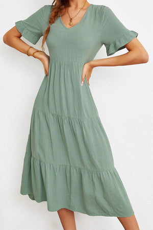 Darling Tiered Short Sleeve Dress - MXSTUDIO.COM