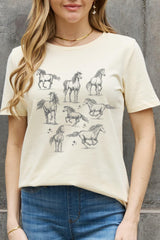 Dashing Crew Neck Graphic Horse T Shirt - MXSTUDIO.COM