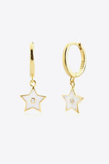 Dashing Zircon 925 Sterling Silver Star Drop Earrings - MXSTUDIO.COM