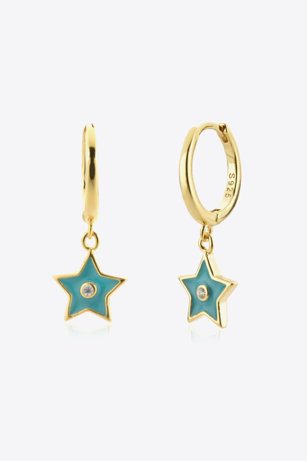 Dashing Zircon 925 Sterling Silver Star Drop Earrings - MXSTUDIO.COM