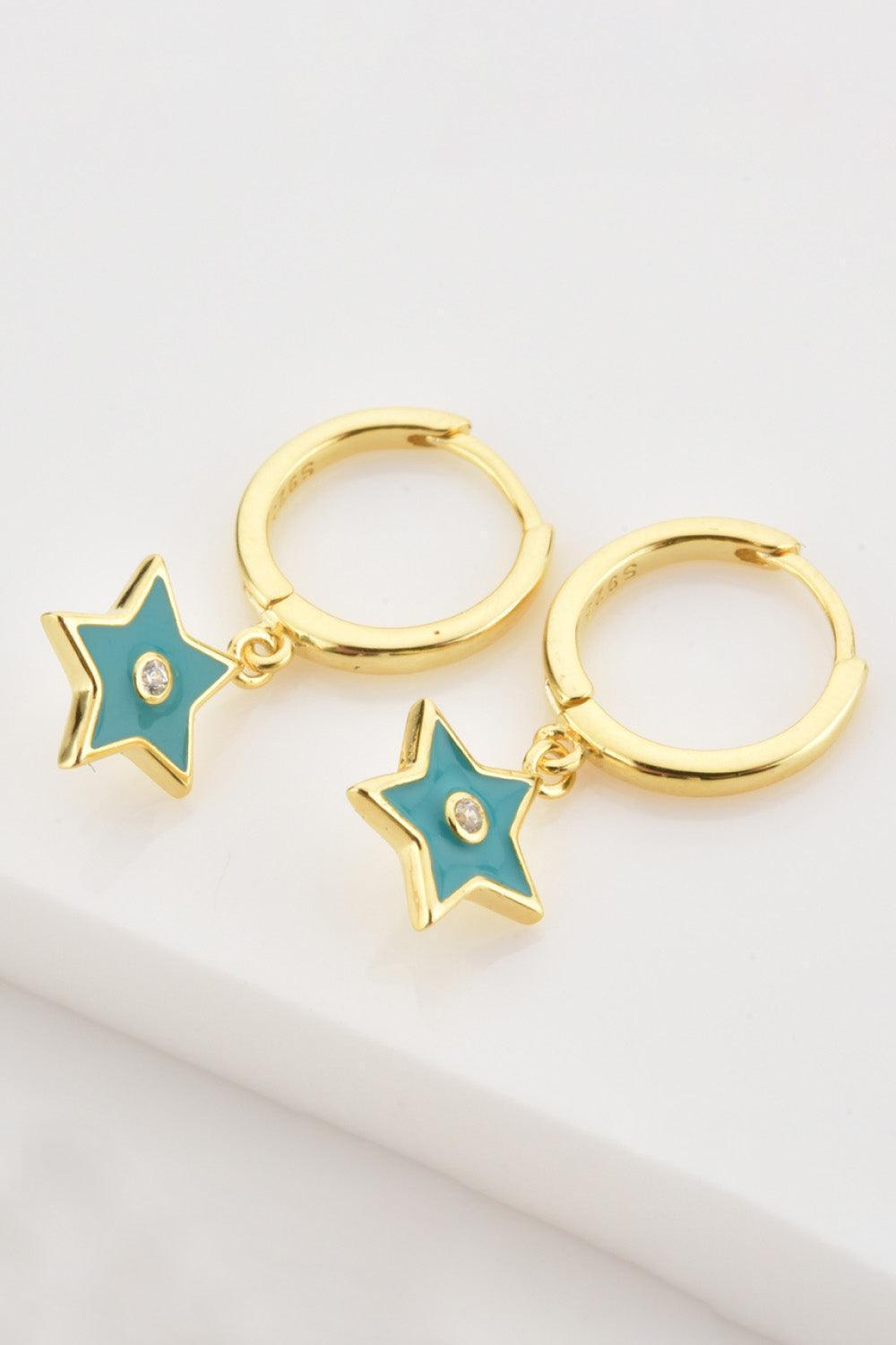 Dashing Zircon 925 Sterling Silver Star Drop Earrings - MXSTUDIO.COM