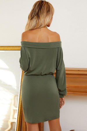 Dauntless Off Shoulder Long Sleeve Mini Dress - MXSTUDIO.COM