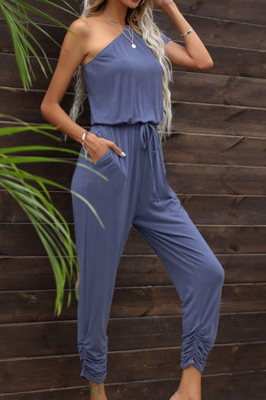 Day Off Feels Drawstring One Shoulder Jumpsuit - MXSTUDIO.COM