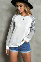 Day Off Fun Camo Striped Raglan Long Sleeve T Shirt - MXSTUDIO.COM