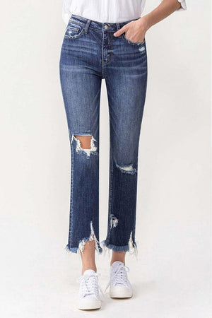 Day Off Vibe Cropped Raw Hem Straight Leg Jeans - MXSTUDIO.COM