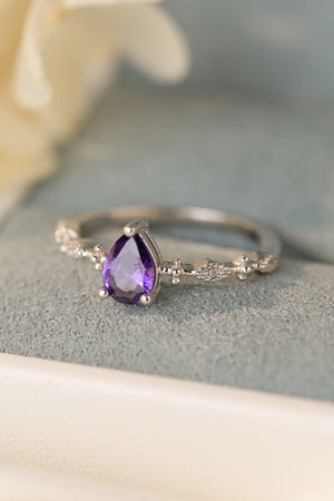 Dazzling Amethyst Platinum-Plated 925 Sterling Silver Ring - MXSTUDIO.COM