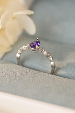 Dazzling Amethyst Platinum-Plated 925 Sterling Silver Ring - MXSTUDIO.COM