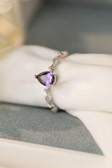 Dazzling Amethyst Platinum-Plated 925 Sterling Silver Ring - MXSTUDIO.COM