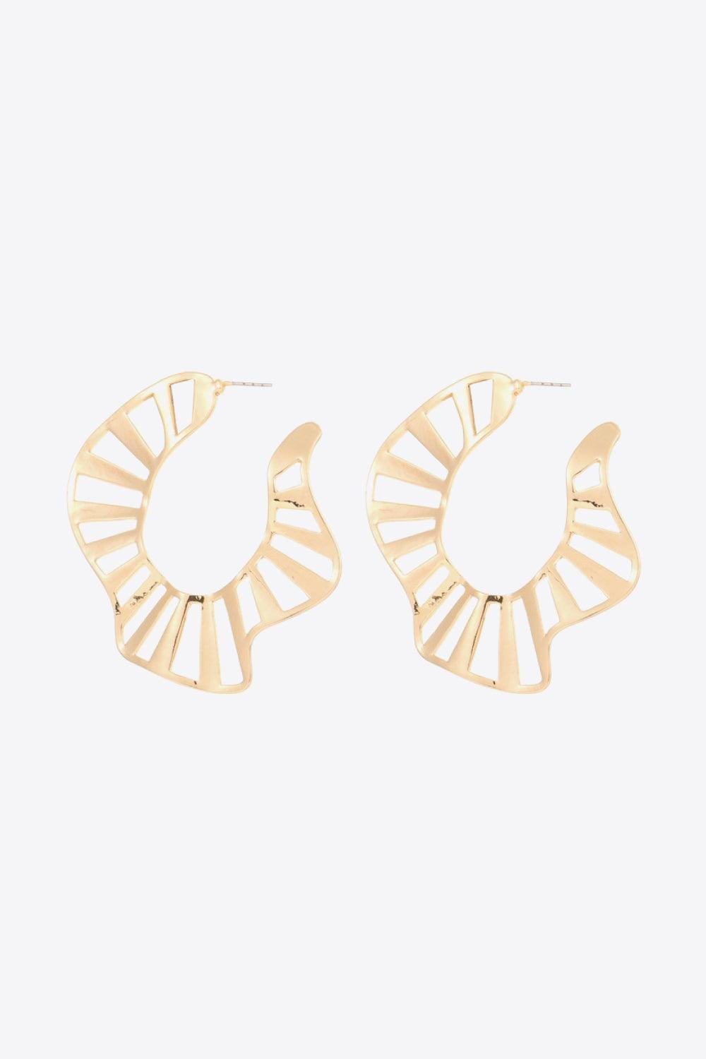 Dazzling Cutout C-Hoop Gold Plated Earrings - MXSTUDIO.COM