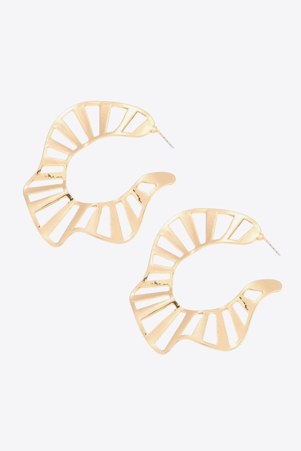 Dazzling Cutout C-Hoop Gold Plated Earrings - MXSTUDIO.COM