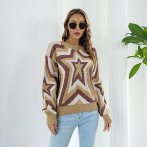 Dazzling Dropped Shoulder Star Sweater - MXSTUDIO.COM