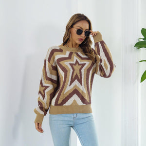 Dazzling Dropped Shoulder Star Sweater - MXSTUDIO.COM