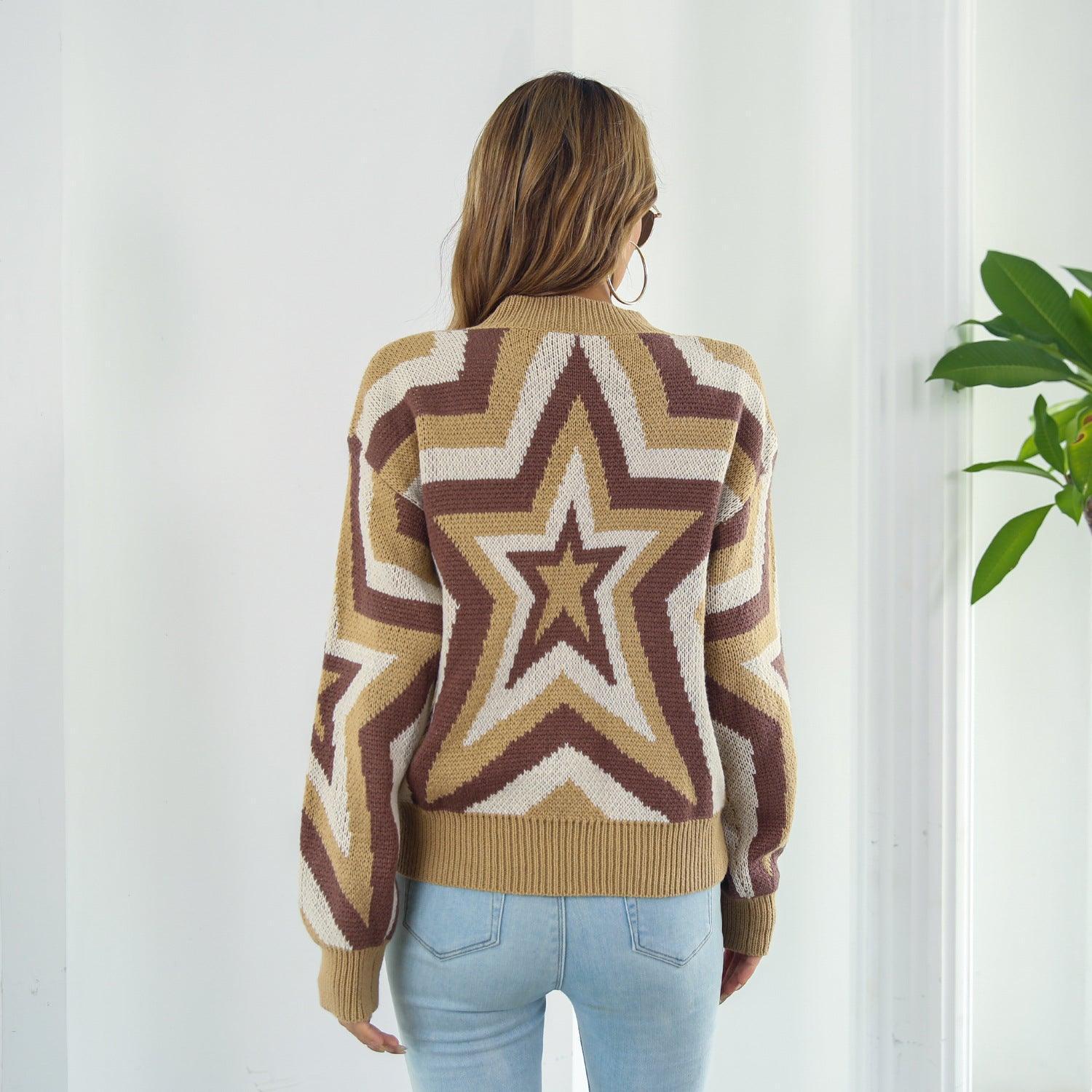 Dazzling Dropped Shoulder Star Sweater - MXSTUDIO.COM