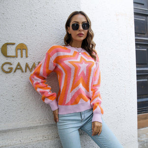 Dazzling Dropped Shoulder Star Sweater - MXSTUDIO.COM