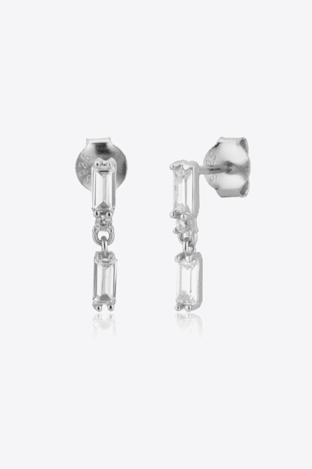 Dazzling Inlaid Zircon Sterling Silver Drop Earrings - MXSTUDIO.COM