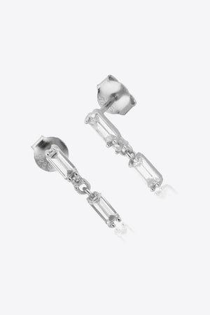 Dazzling Inlaid Zircon Sterling Silver Drop Earrings - MXSTUDIO.COM