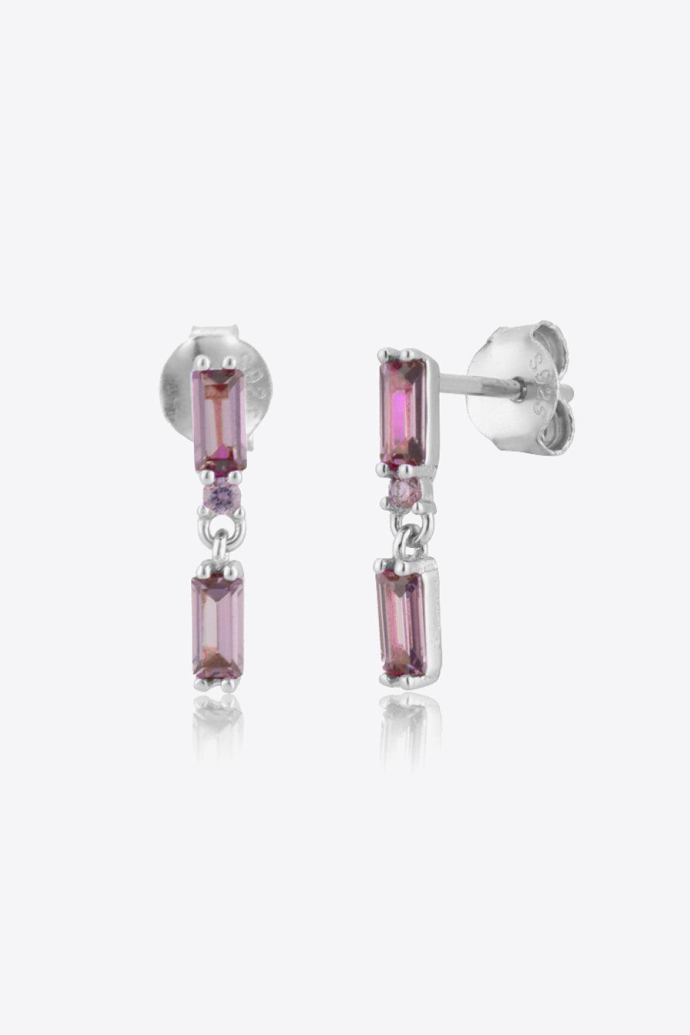 Dazzling Inlaid Zircon Sterling Silver Drop Earrings - MXSTUDIO.COM