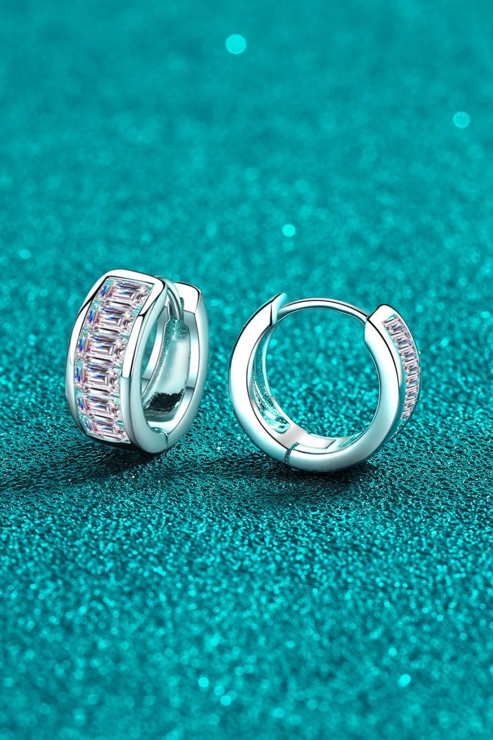 Dazzling Shimmer 1.8 Carat Moissanite Huggie Earrings - MXSTUDIO.COM