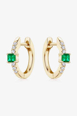 Dazzling Vibe Lab-Grown Emerald Hoop Earrings-MXSTUDIO.COM